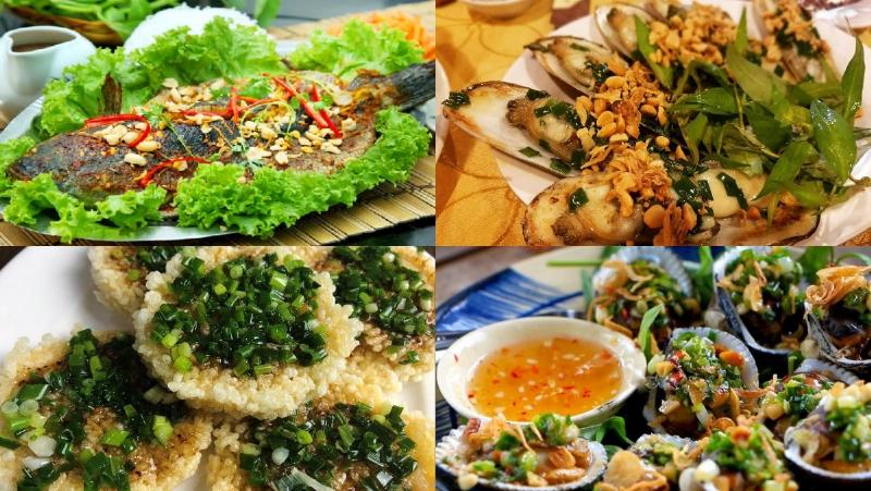 Hải sản nướng mỡ hành thơm ngon, hấp dẫn