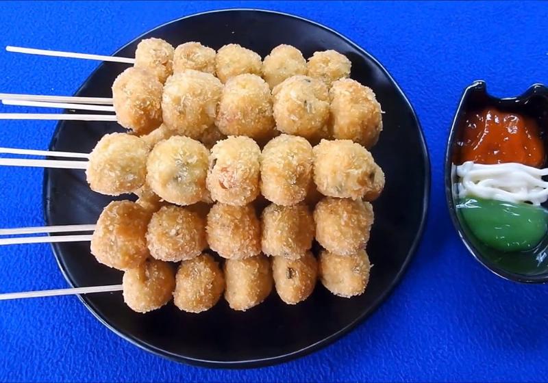 Gà viên chiên vàng giòn rụm trên đĩa