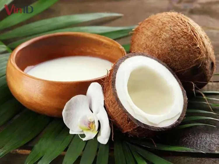 Hình ảnh nước cốt dừa sánh mịn làm từ dừa tươi xay nhuyễn