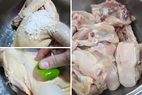 Sơ chế gà sạch sẽ trước khi chế biến món xào lăn